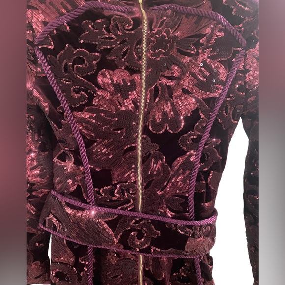 House of CB burgundy velvet and sequin dress - Picture 5 of 5